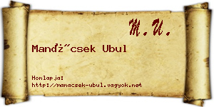 Manácsek Ubul névjegykártya